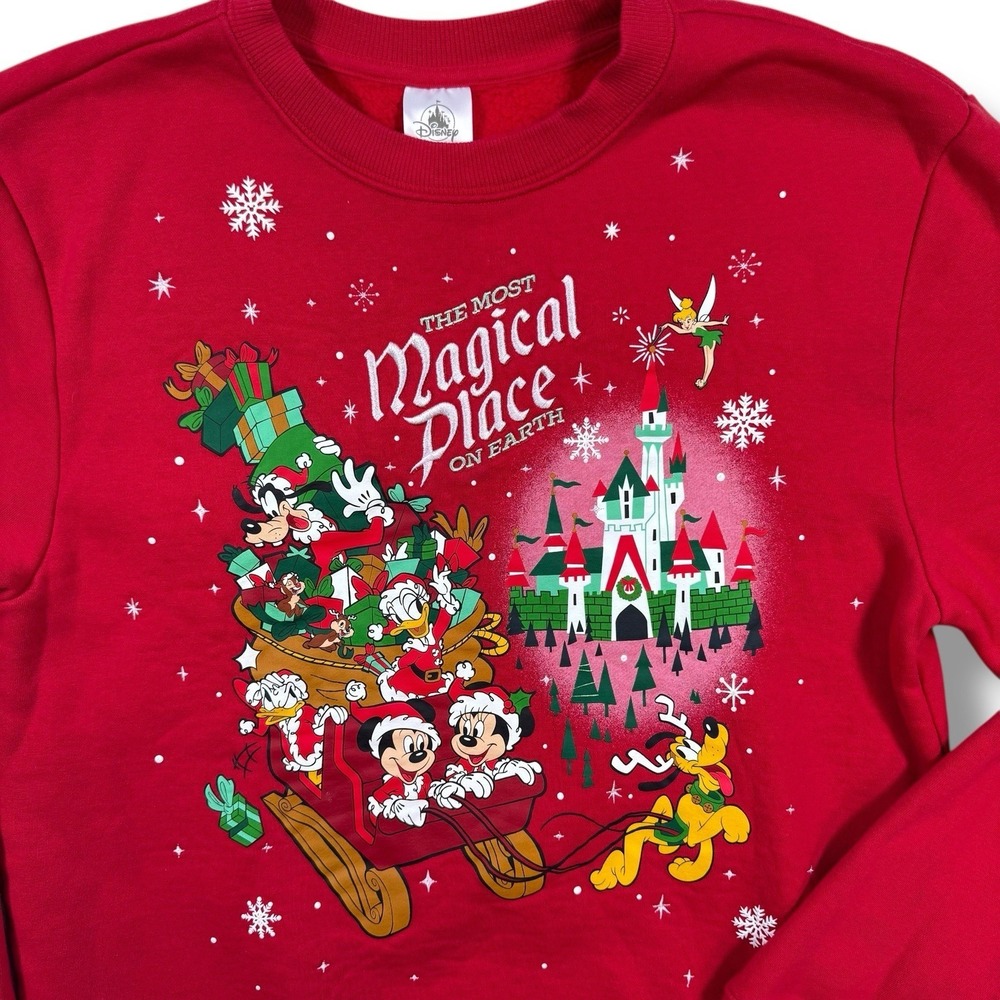 Disney Parks Christmas Sweatshirt Womens Medium‎ Most Magical Place 2025 Mickey